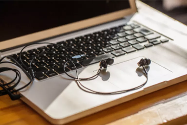 Headphones on a laptop