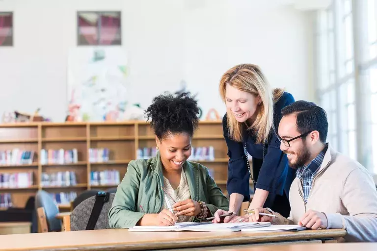 Students in a library