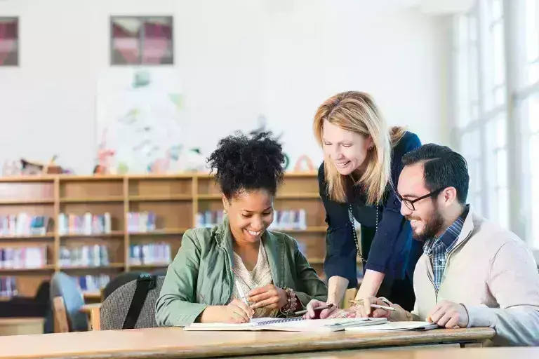 Students in a library