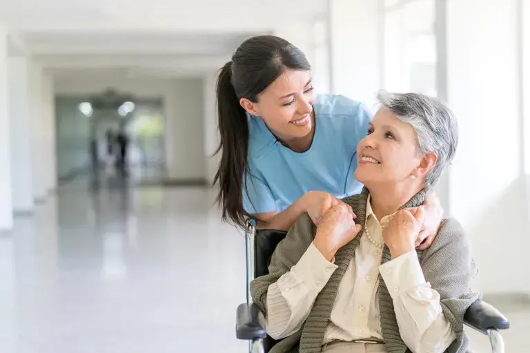 healthcare service worker helping patient